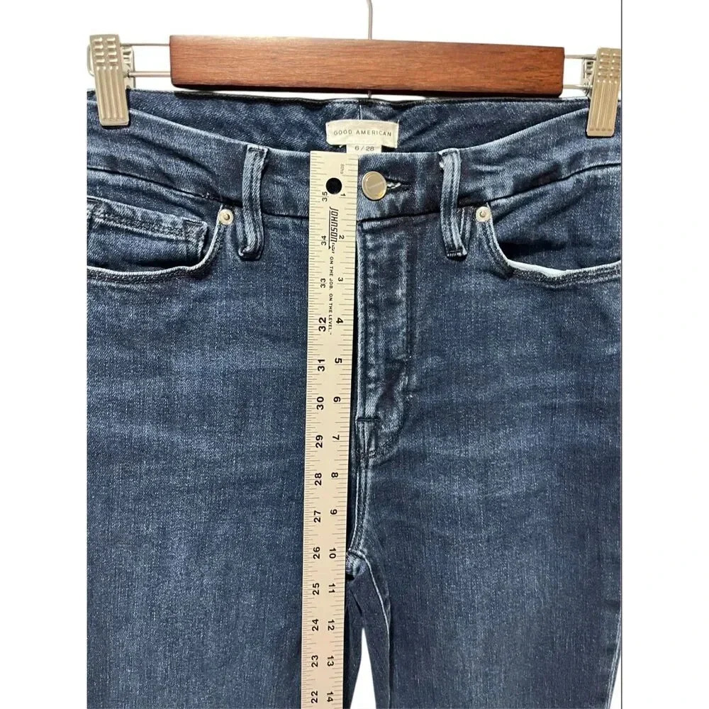 Good American Women's Good Leg High Rise Skinny Jeans Size 6/28 Blue Stretch - Picture 5 of 6